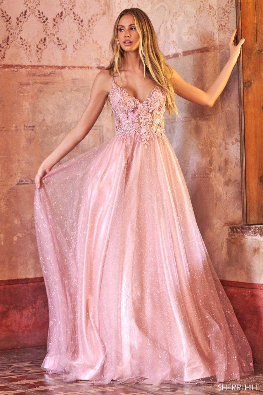 Sherri Hill style 54965 in light blue, A-Line Ballgown