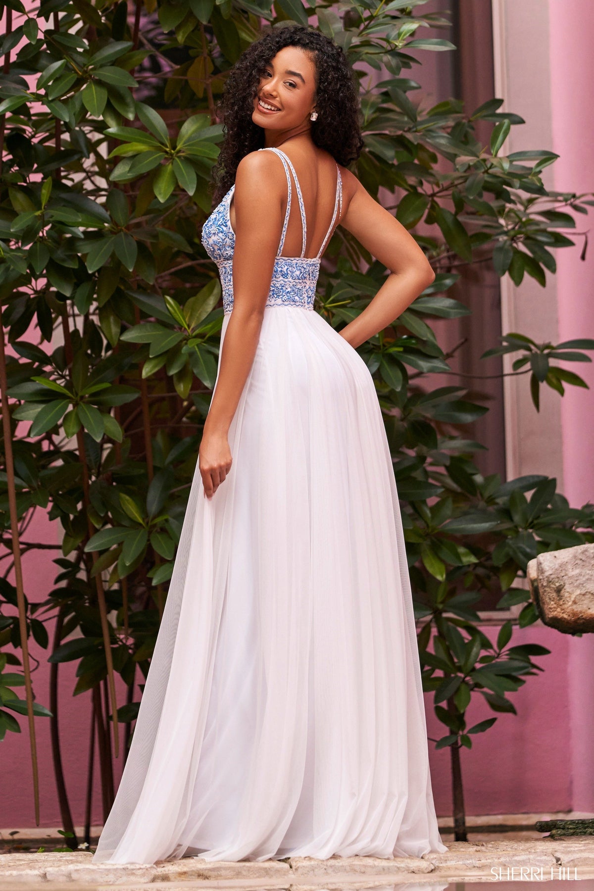 Sherri Hill 55070 plunging deep V-neckline gown