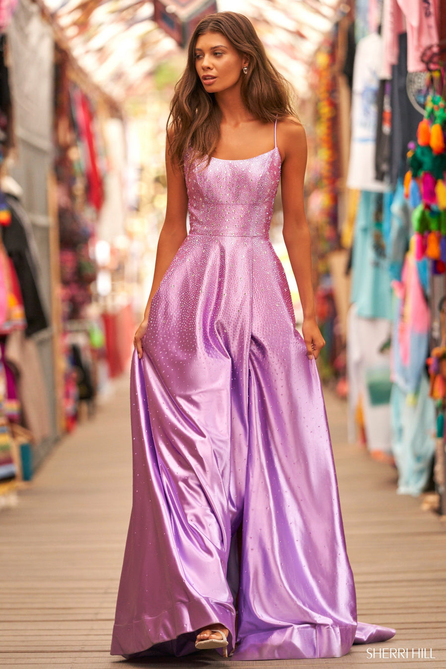 Sherri Hill style 54855 in red, Rhinestone Jersey Ballgown