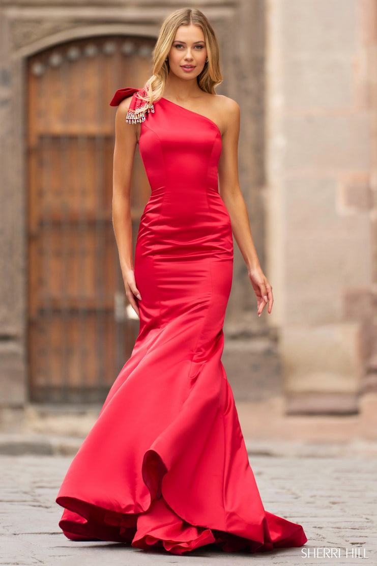 sherri hill mirror dress one shoulder Sherri Hill One Shoulder Corset Prom Dress 56855