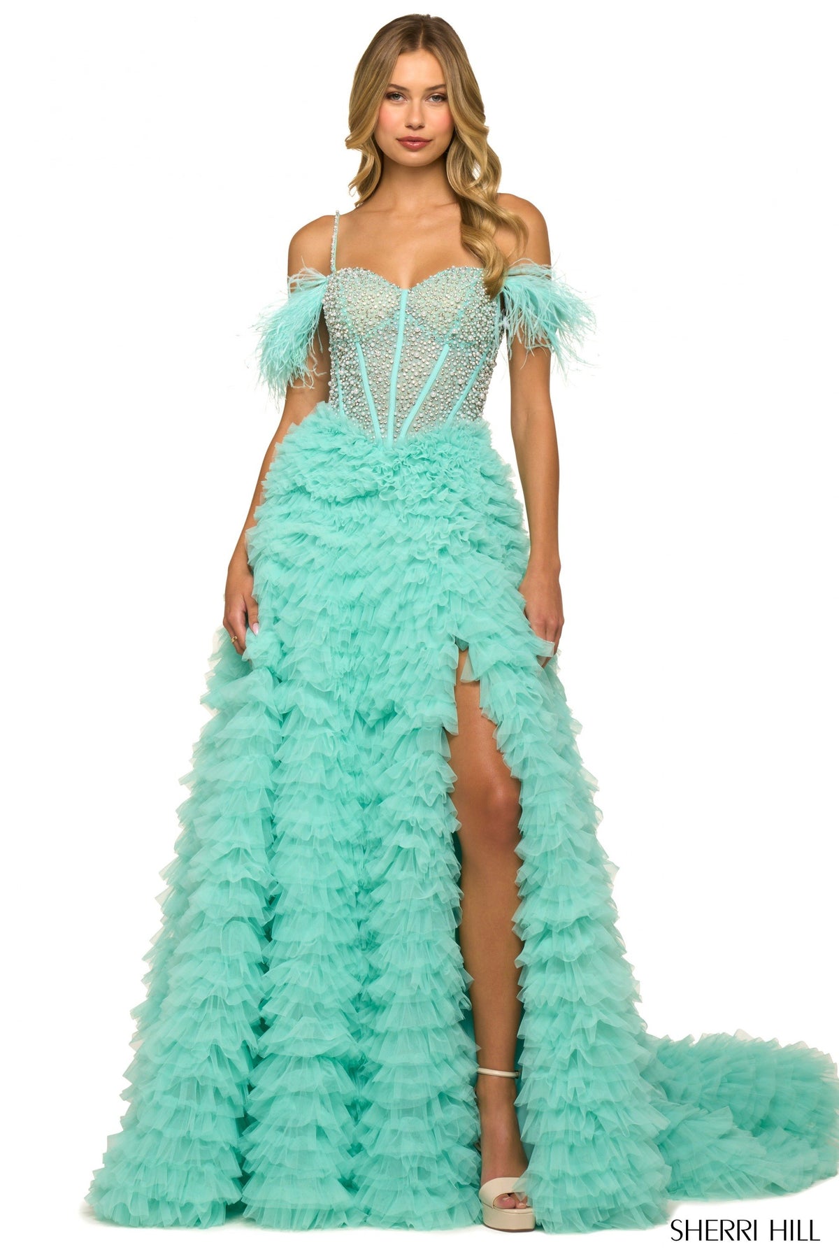 Sherri Hill 55387 ruffled skirt ballgown