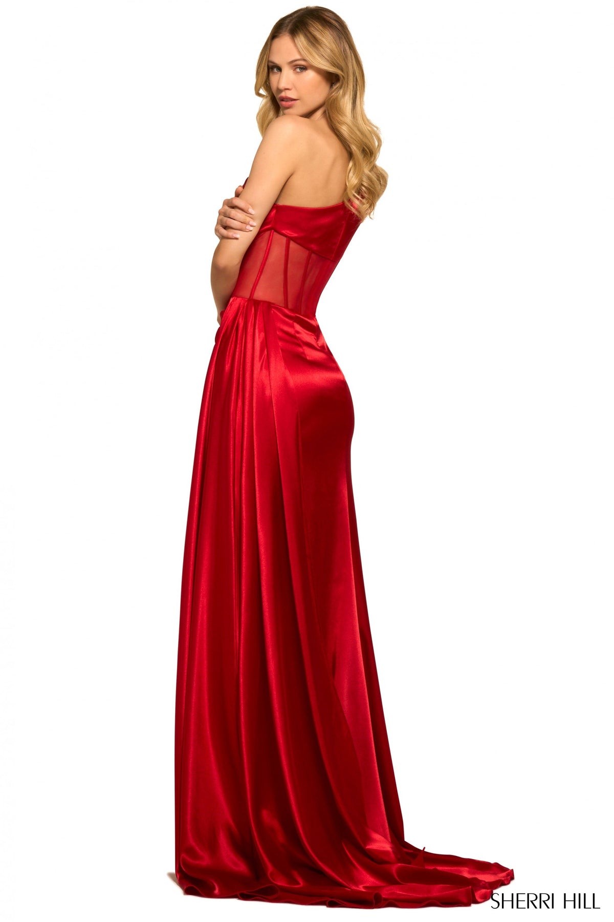 Sherri Hill 55388 one shoulder silky stretched jersey gown