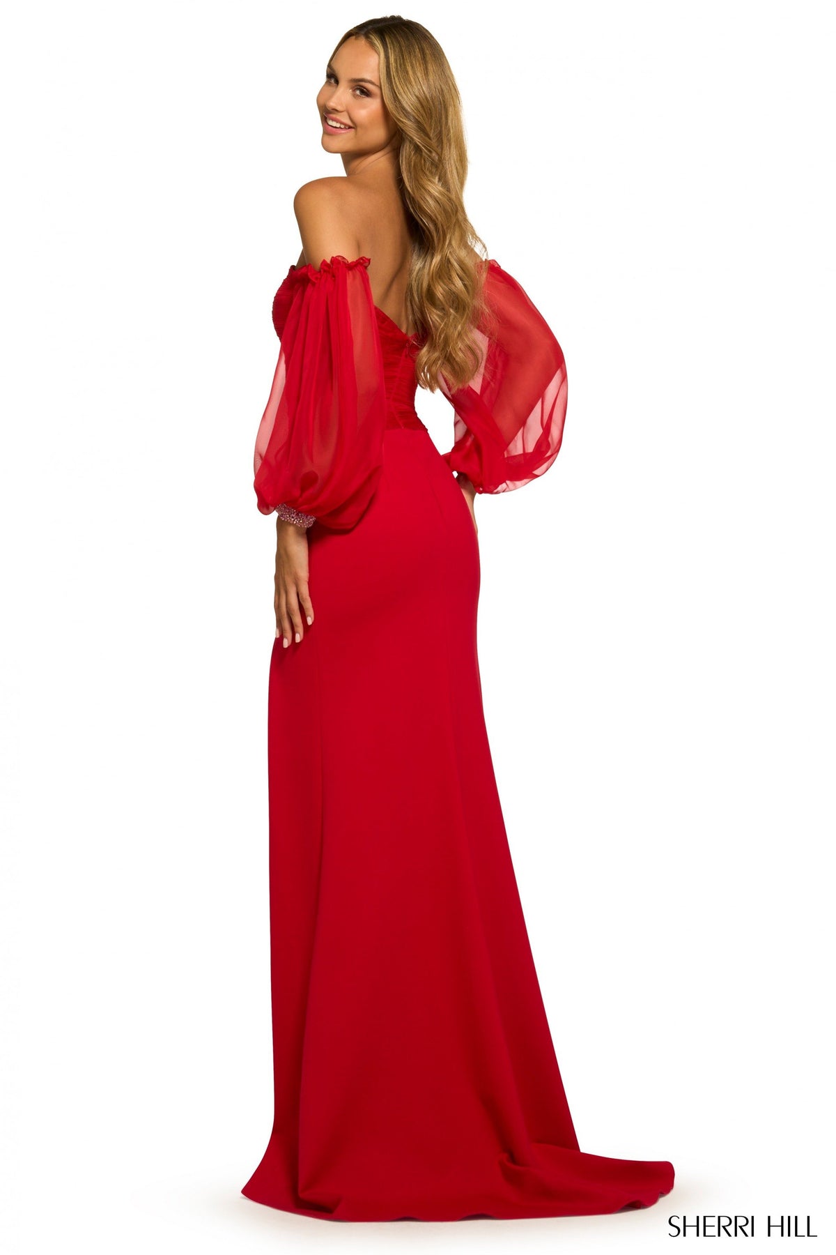 Sherri Hill 55427 strapless scuba gown