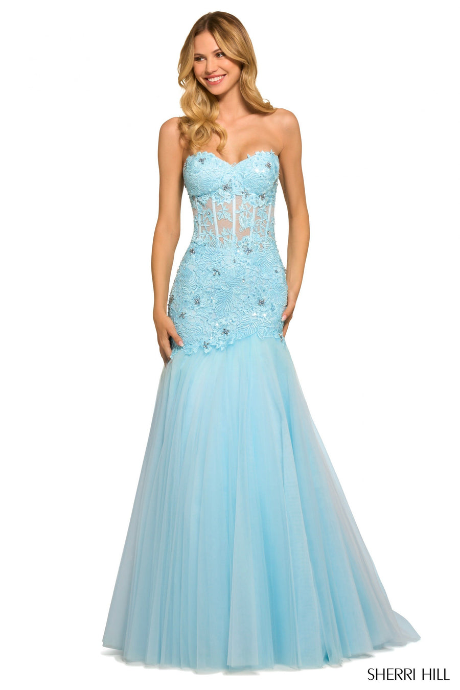 Sherri Hill style 55488 in red, Strapless Mermaid Gown
