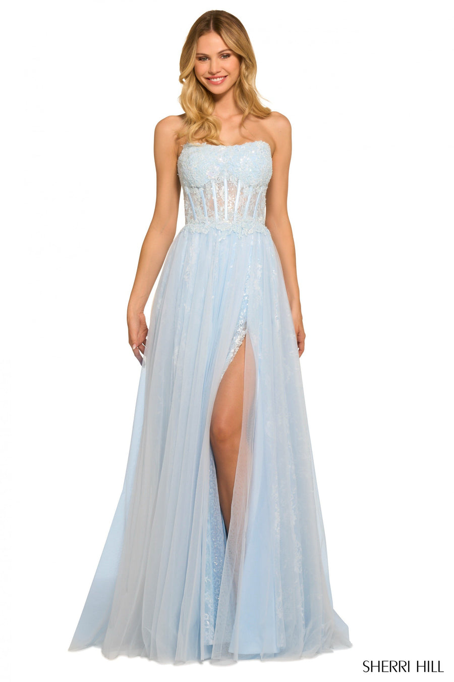 Sherri Hill style 55489 in blush, Strapless Gown