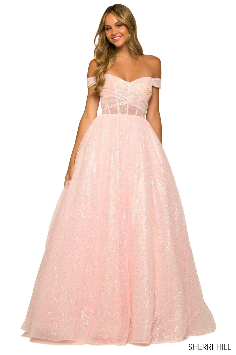 Sherri Hill style 55503 in ivory, Sequin Ballgown