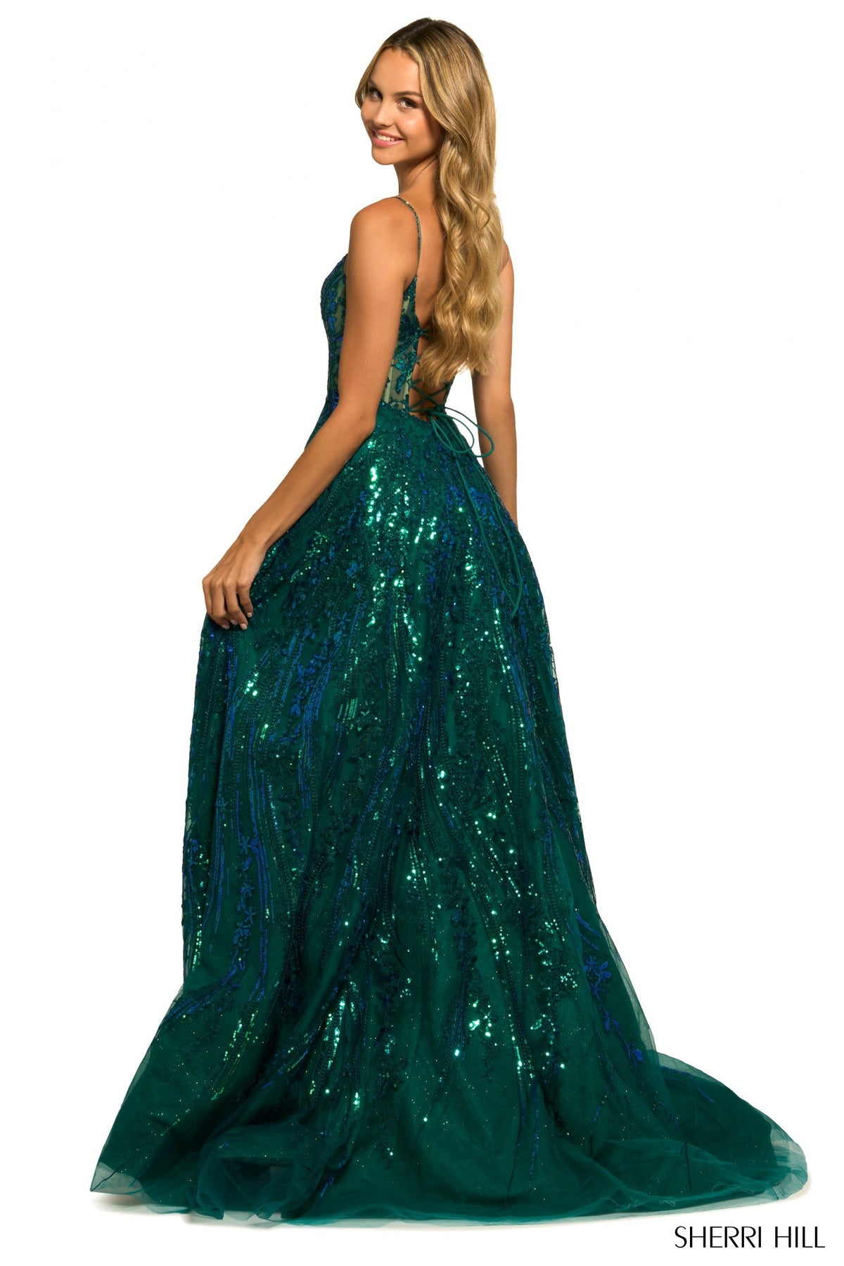 Sherri Hill 55521 sequin lace ballgown