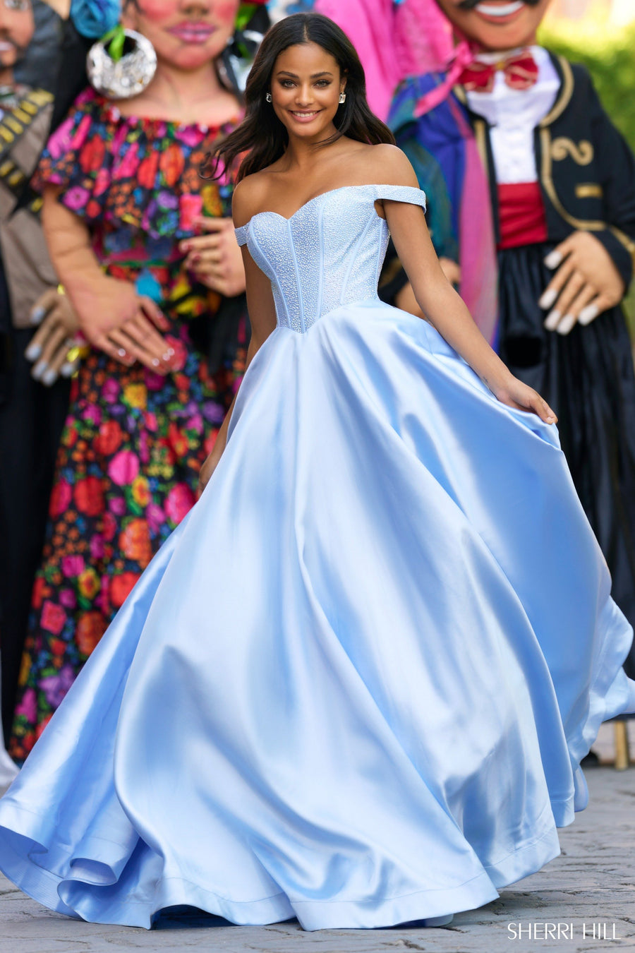 Sherri Hill style 55065 in black, Off the Shoulder Ballgown