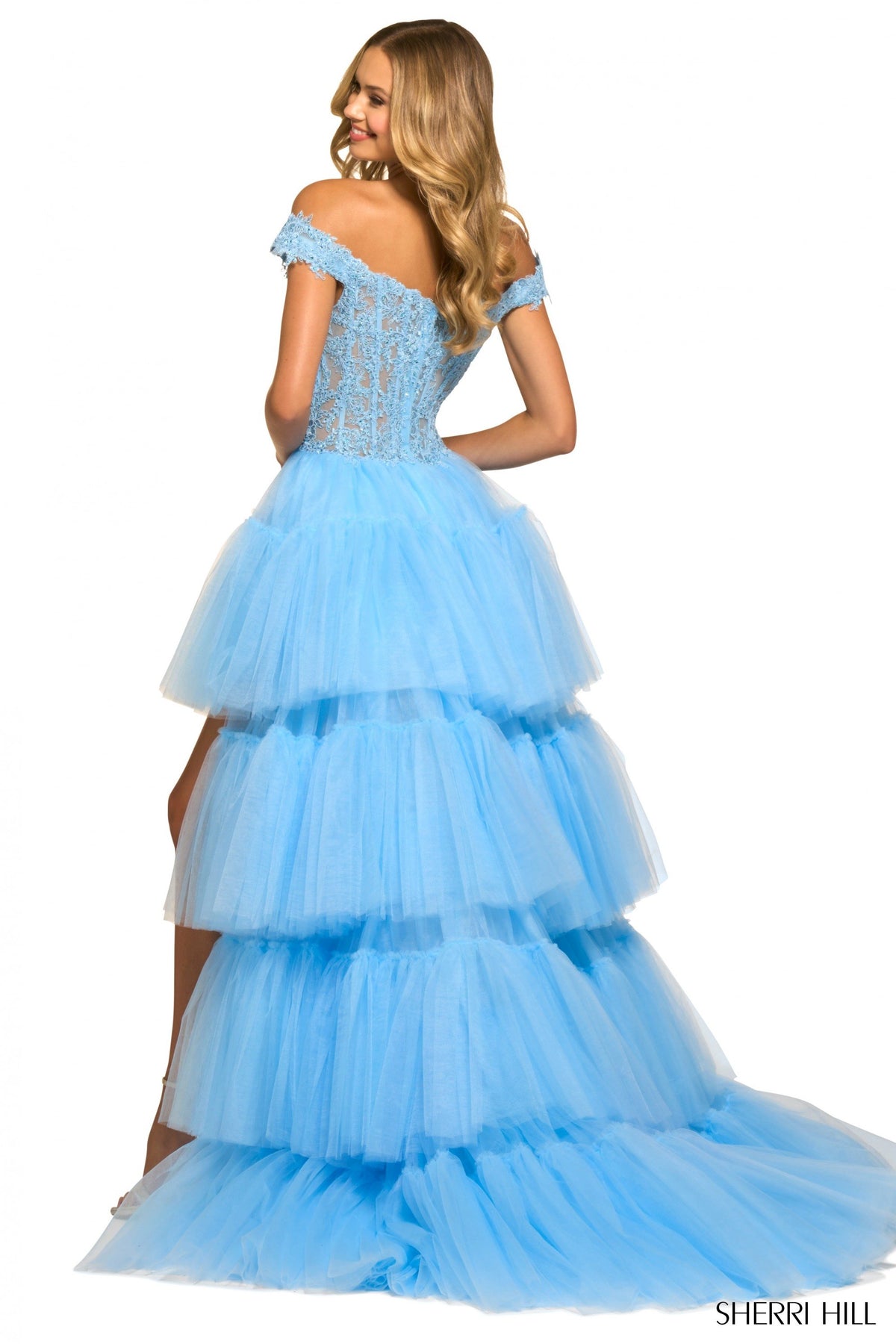 Sherri Hill 55420 tulle high-low ball gown