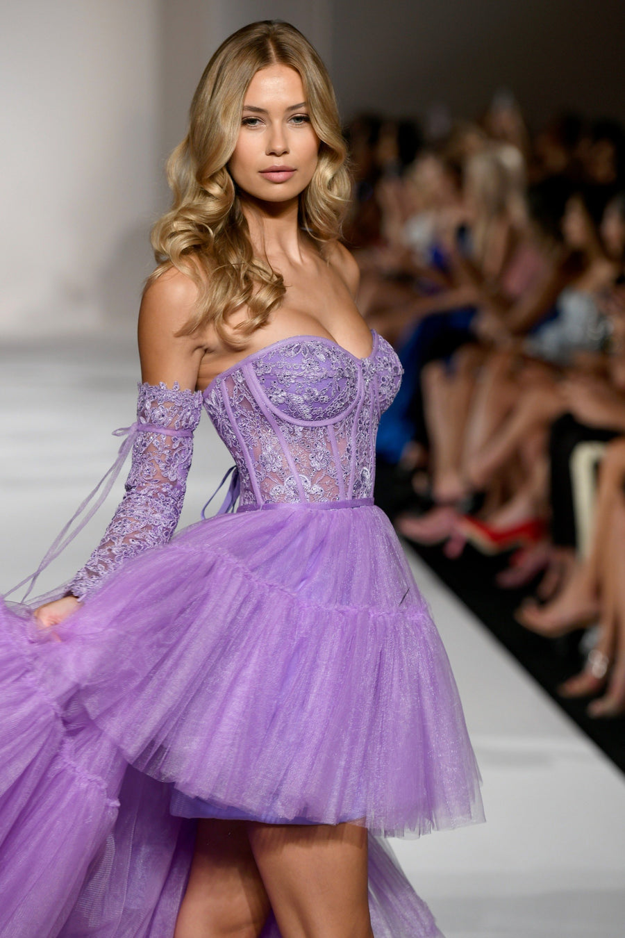 Sherri Hill style 55453 in black, Strapless High-low Lace Corset Gown
