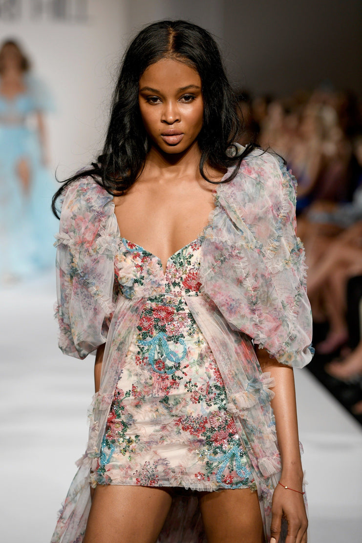 Sherri Hill 55619 | Tulle Floral Print Cocktail Dress