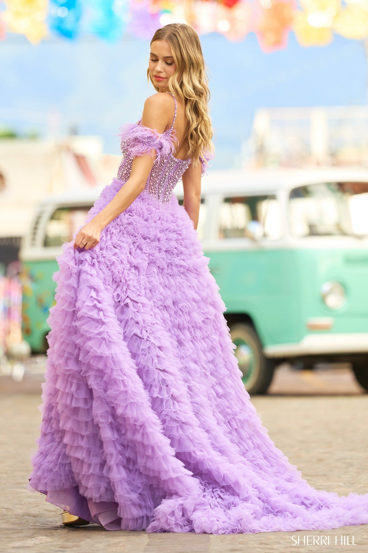 Sherri Hill 55387 ruffled skirt ballgown