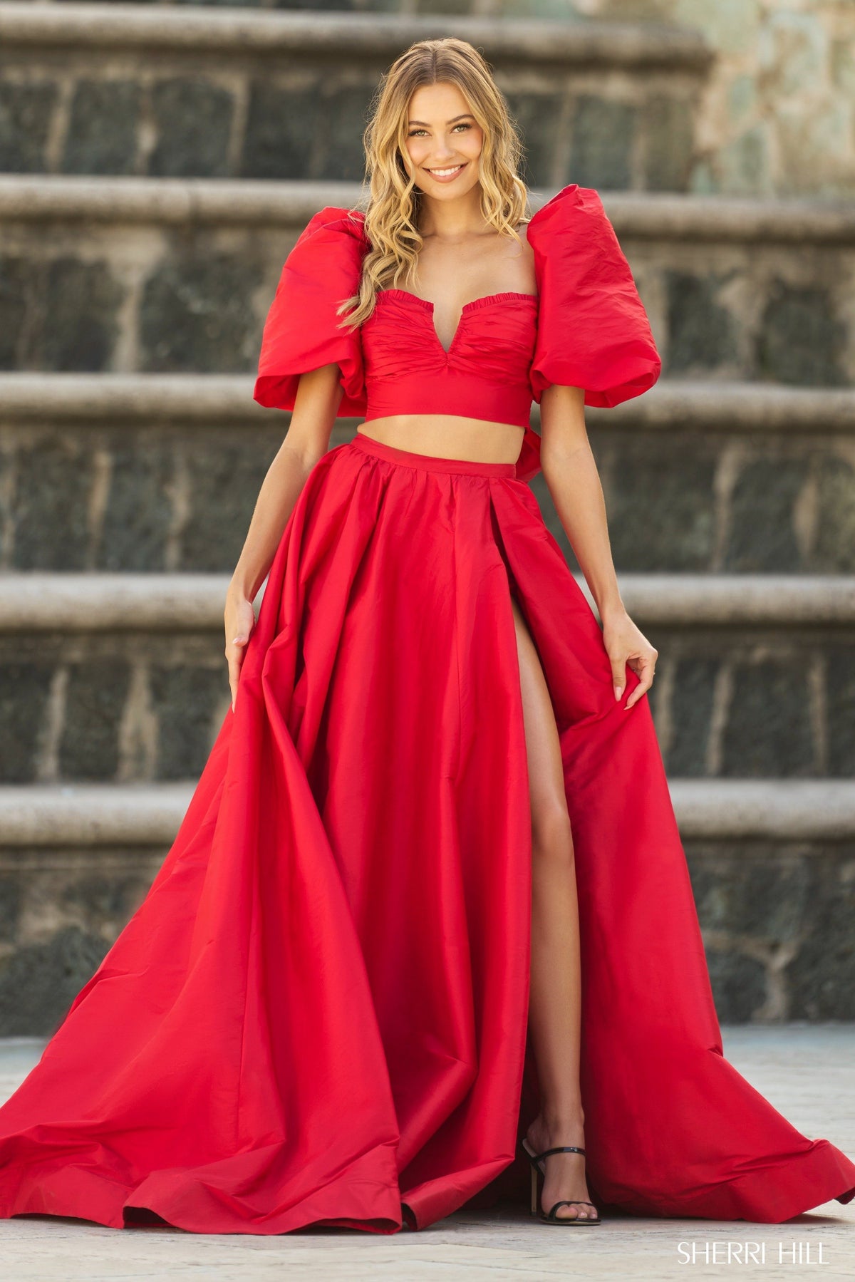 Sherri Hill 55630 two-piece taffeta gown