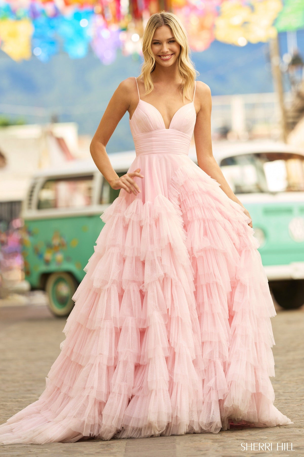 Sherri Hill 55461 ruffle tulle ballgown