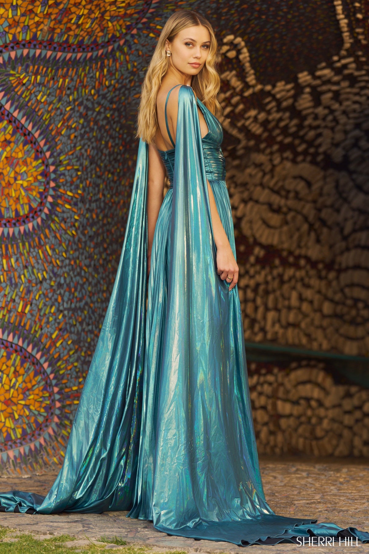 Sherri Hill 55780 rich metallic pleated A-line gown