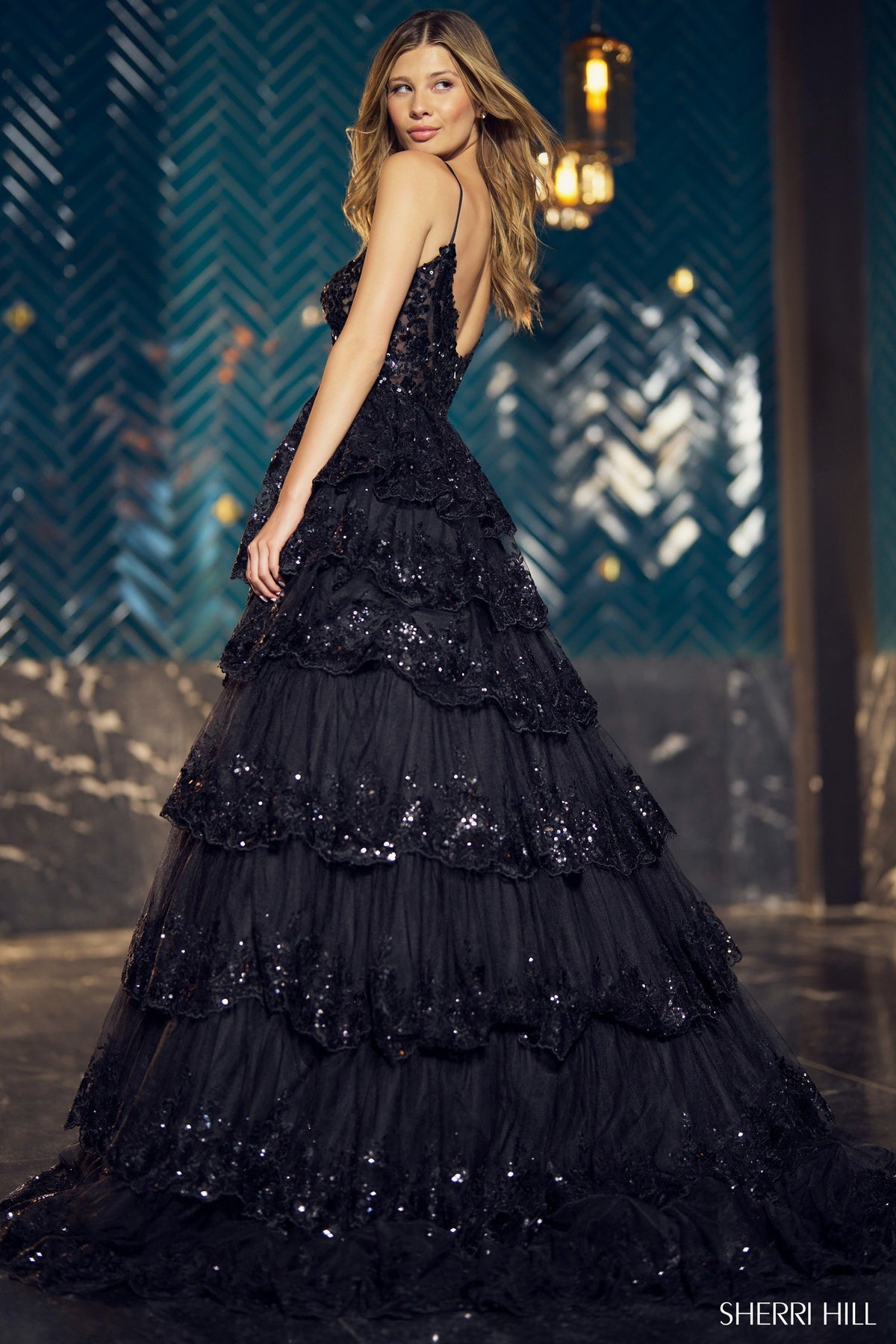 Sherri Hill 55925 tulle sequin A-line ballgown