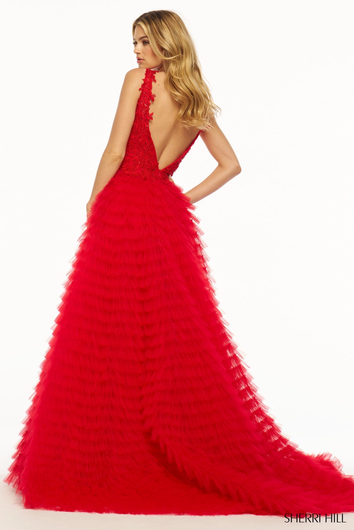 Sherri Hill 56086 ruffle tulle ball gown