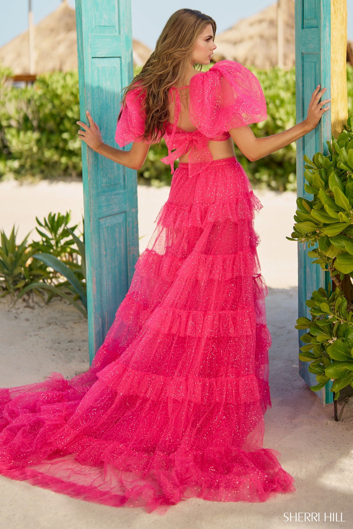 Sherri Hill 55858 two-piece sequin tulle gown