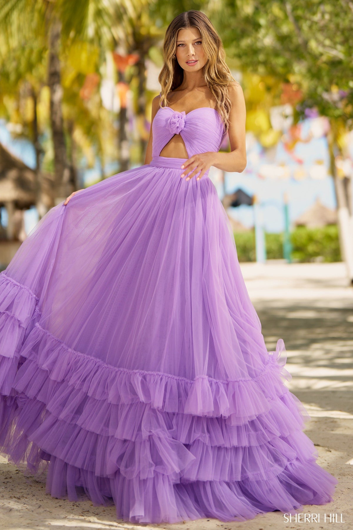 Sherri Hill 55982 tulle A-line gown