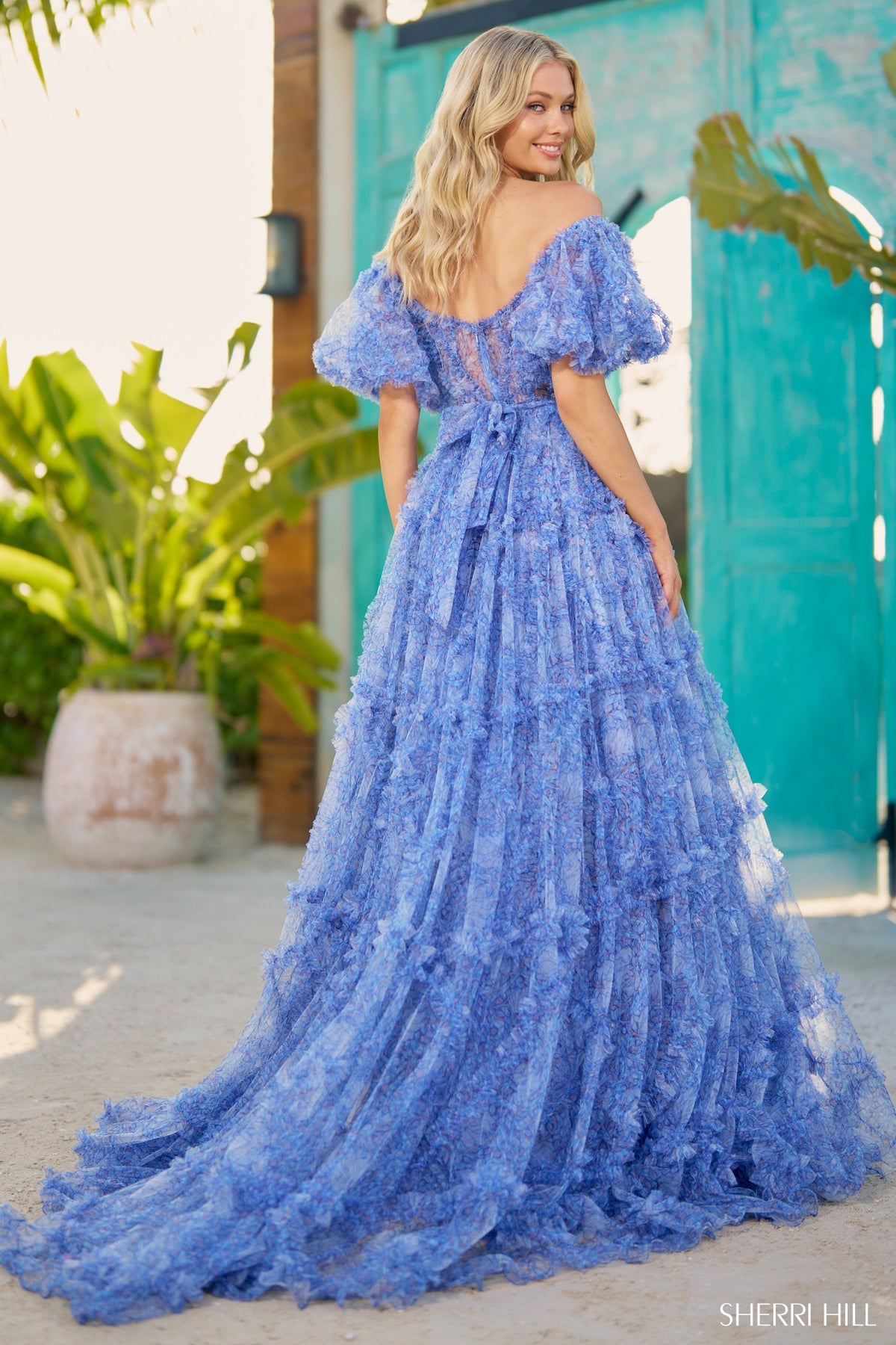 Sherri Hill 56009 tulle floral print gown