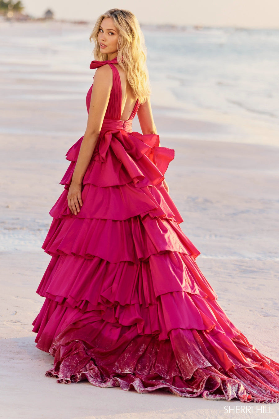 Sherri Hill style 56035 in black, Ruffle Taffeta Ball Gown
