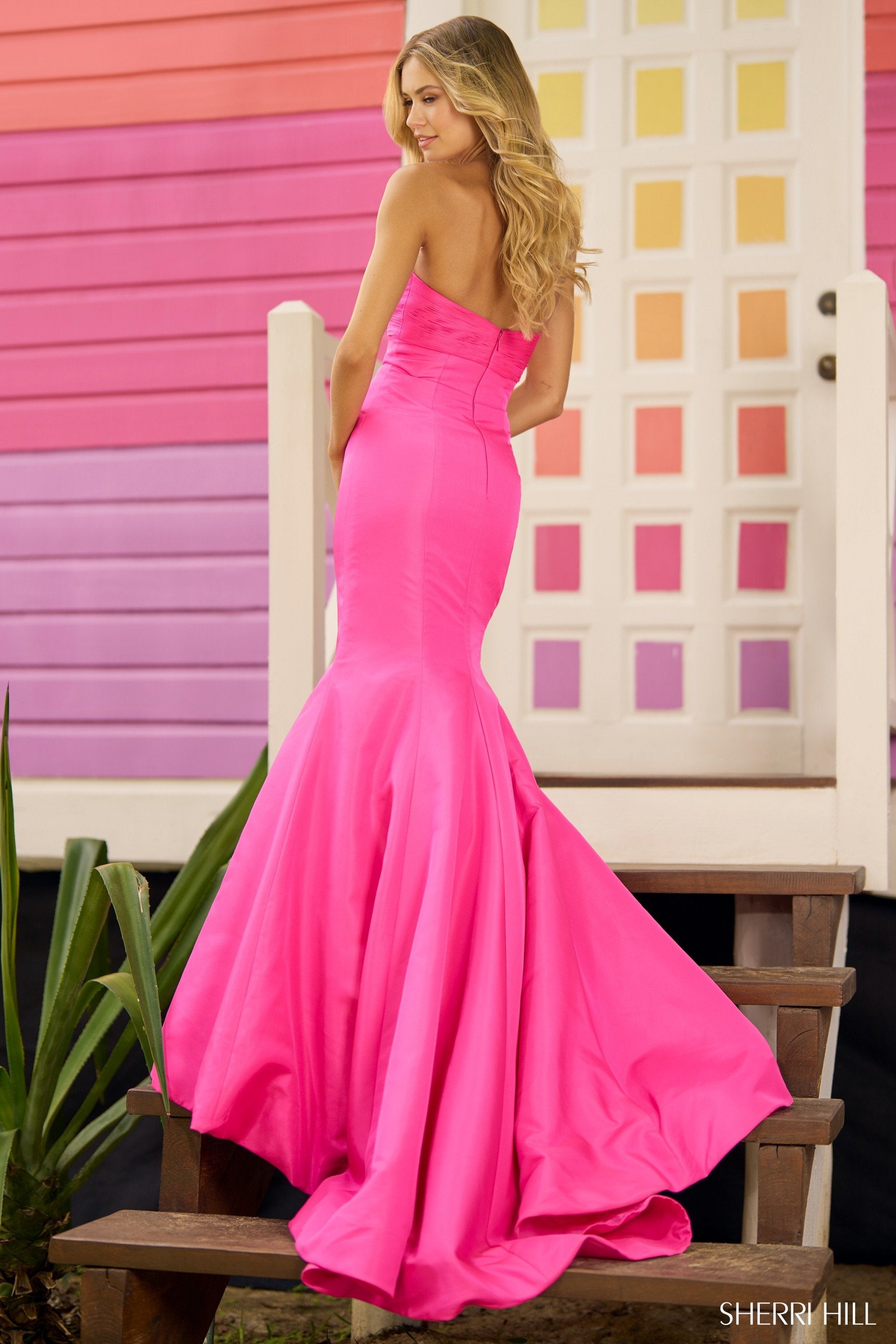 Sherri Hill 56058 | Strapless Fitted Taffeta Mermaid Gown
