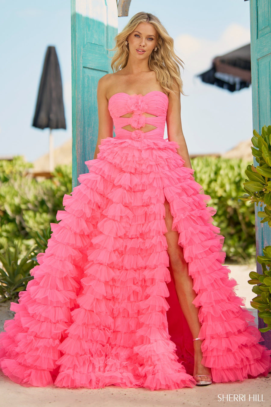 Sherri Hill style 56067 in lilac, Strapless Ball Gown