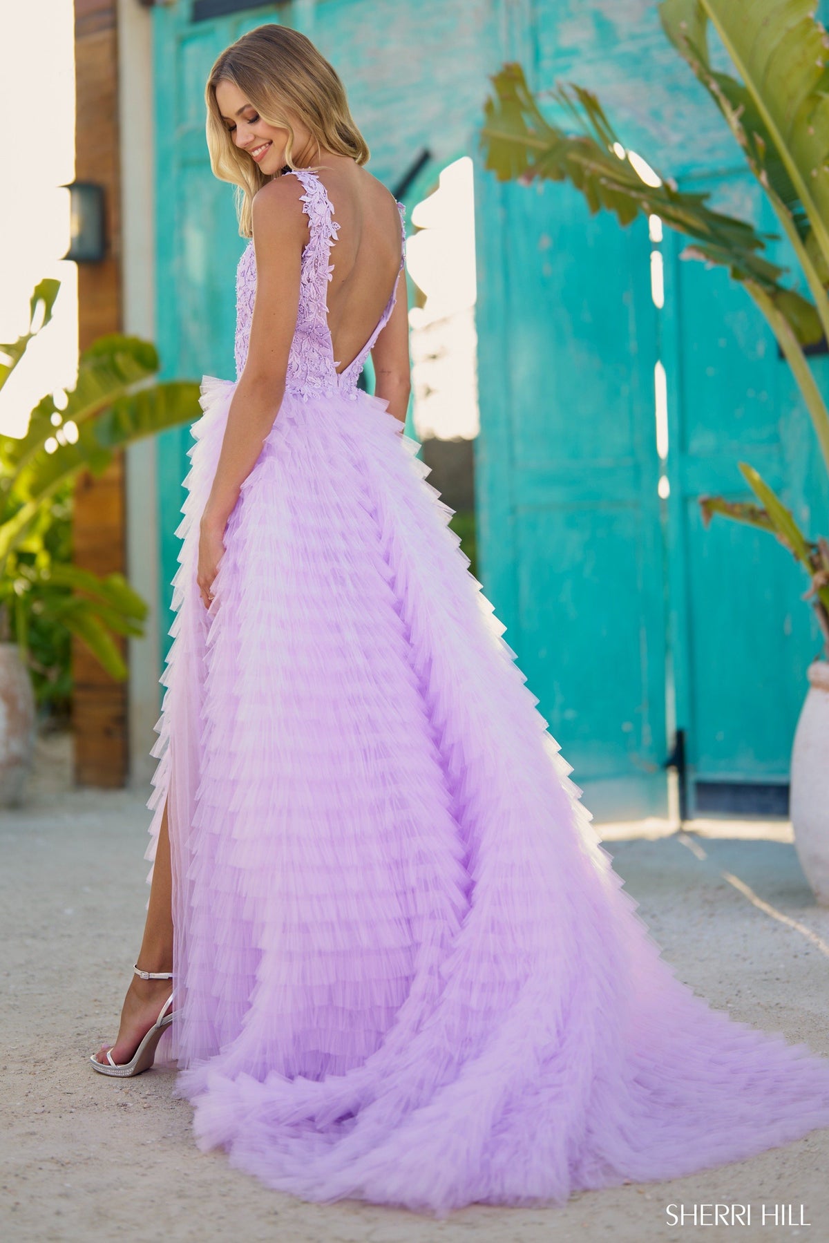 Sherri Hill 56086 ruffle tulle ball gown