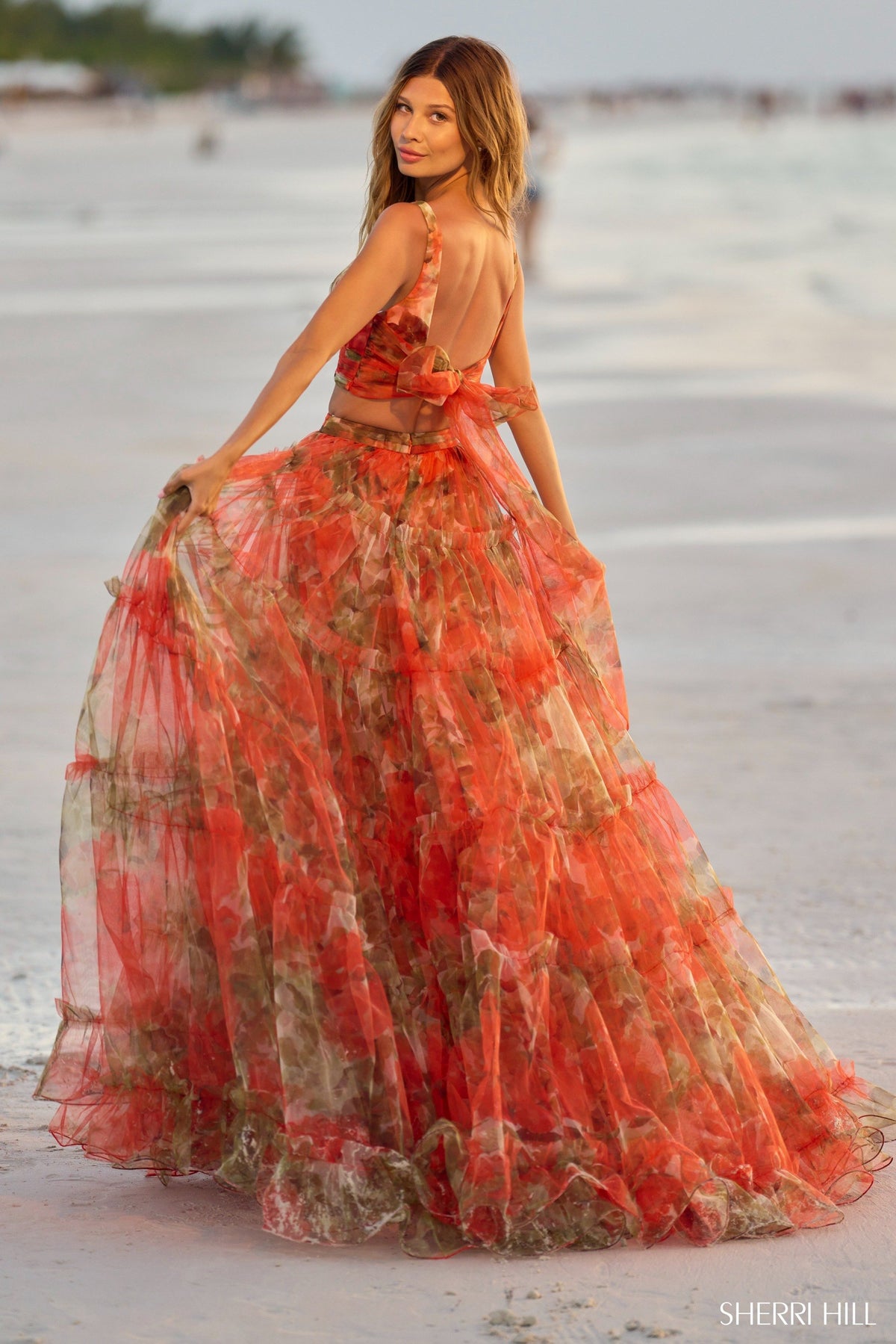 Sherri Hill 56151 floral two piece tulle gown