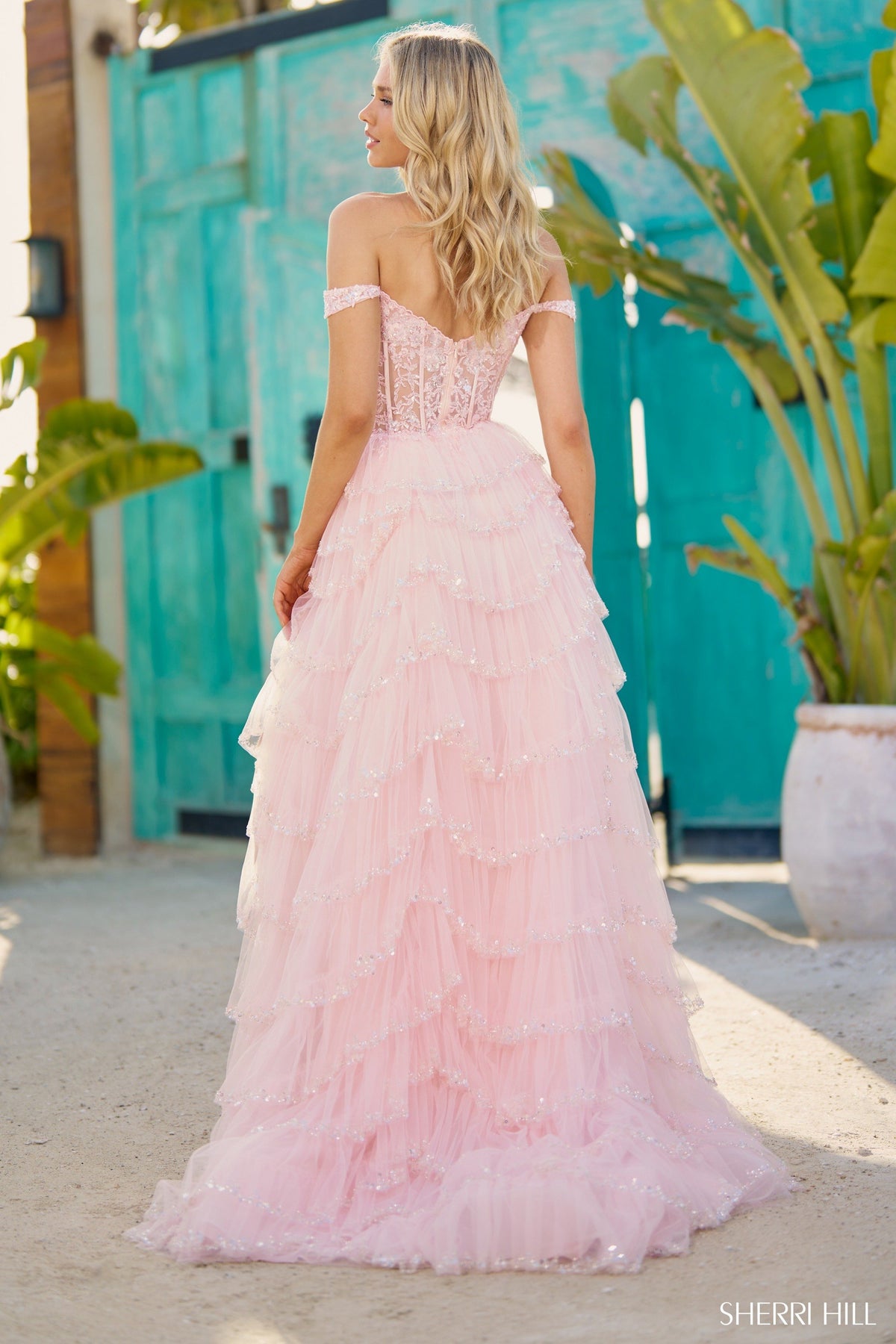 Sherri Hill 56157 tulle sequin A-line gown