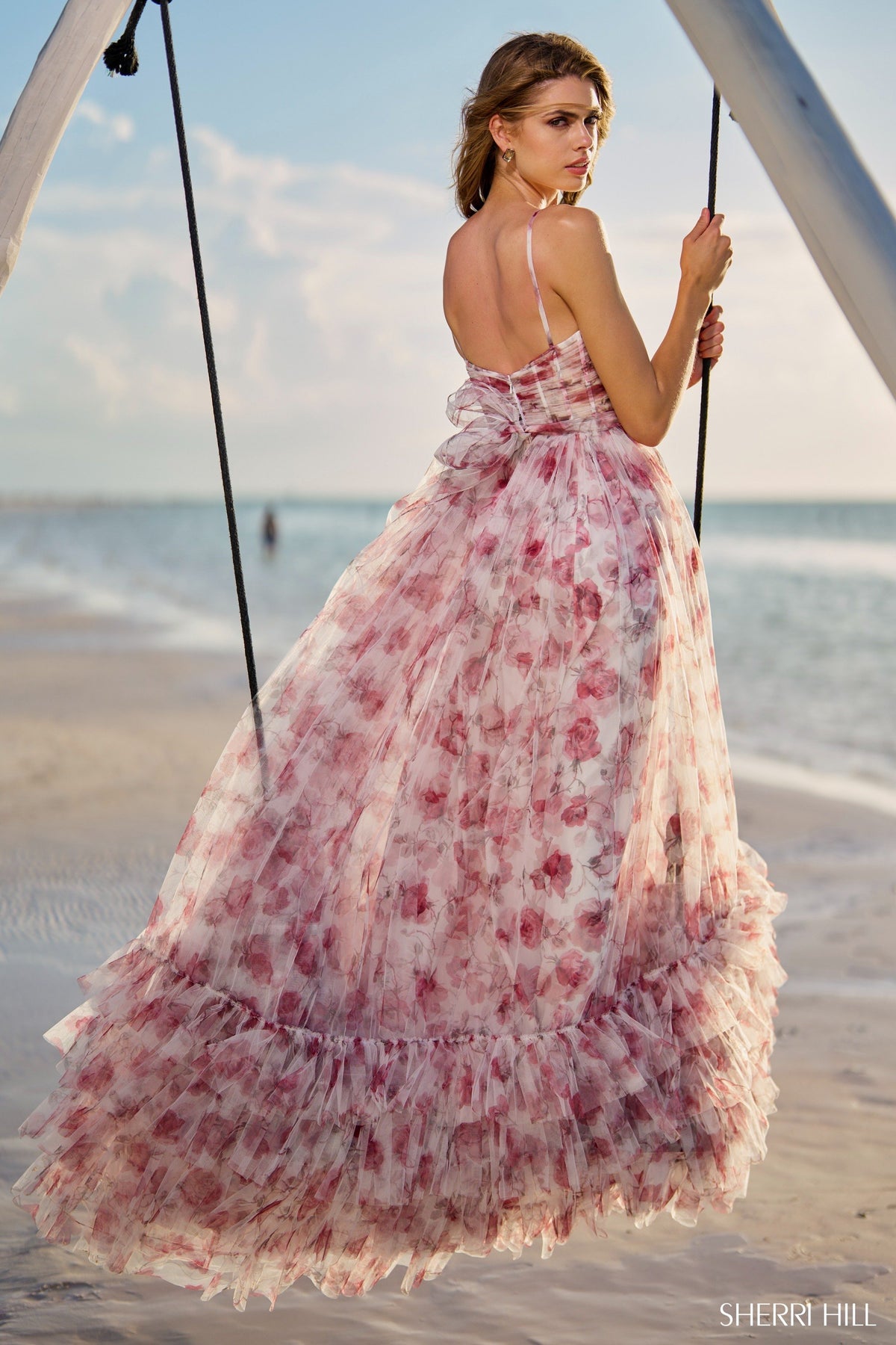 Sherri Hill 56172 tulle A-line floral gown