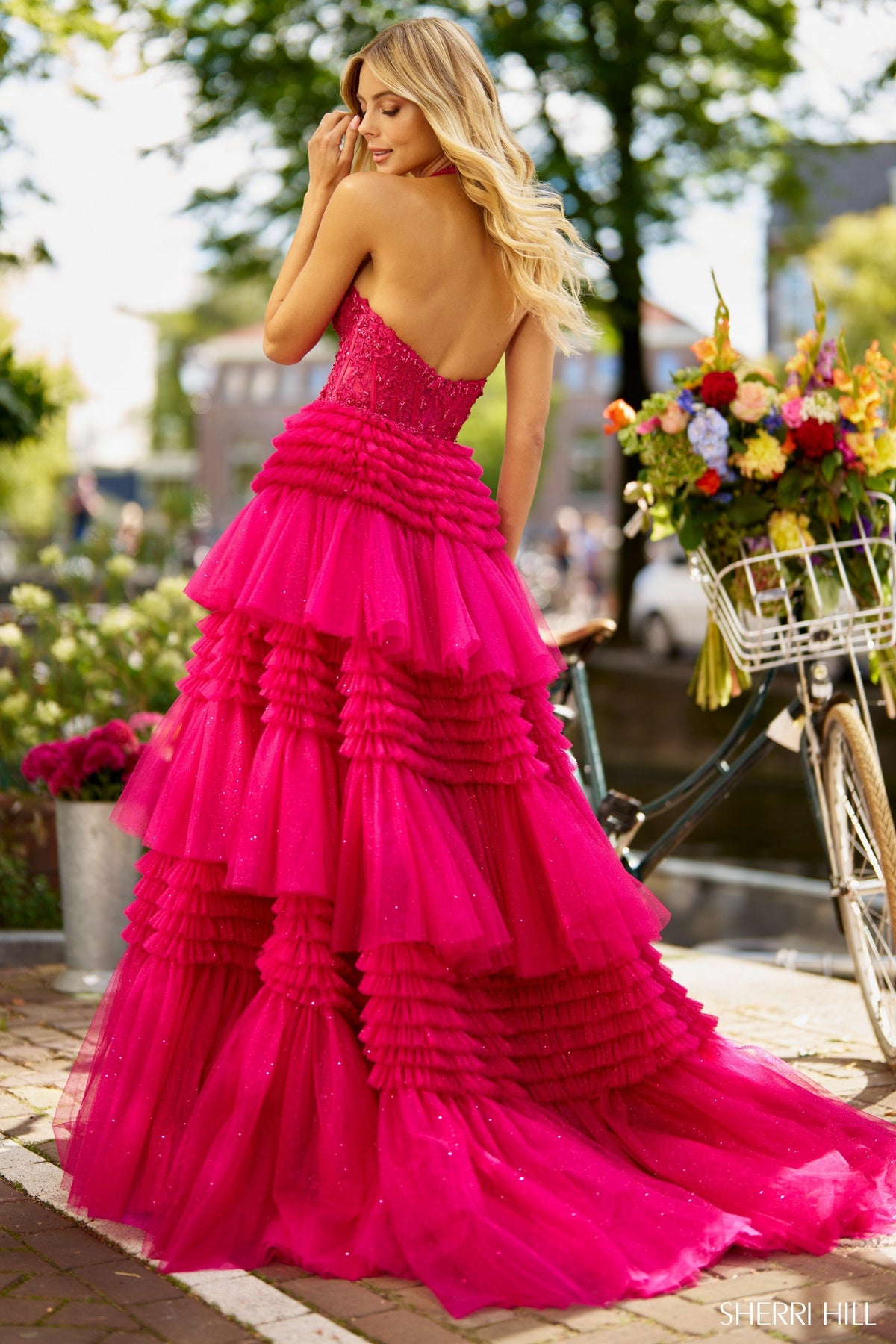 Sherri Hill 56206 lace halter ball gown
