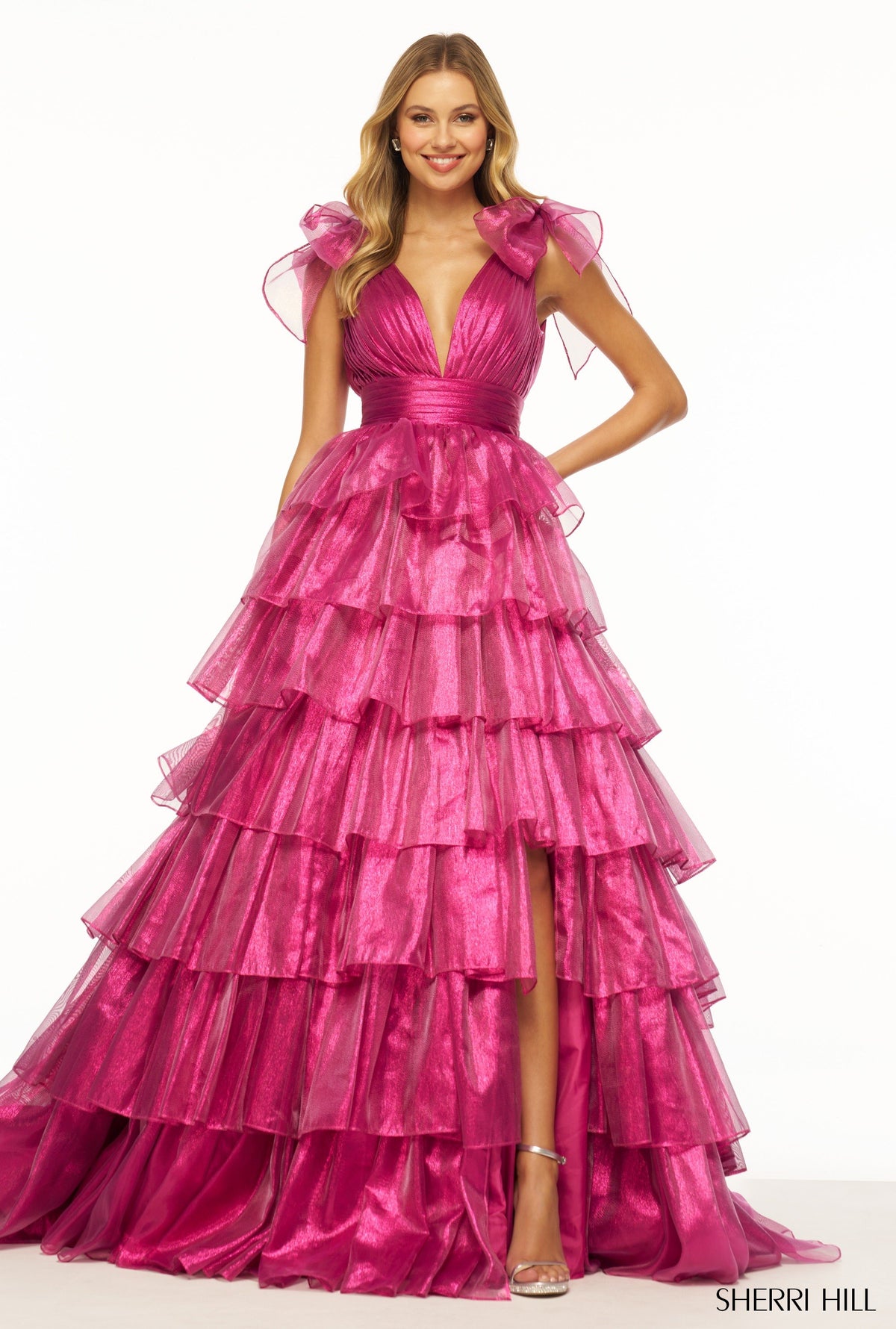 Sherri Hill 56127 sparkle lamã© ball gown in magenta