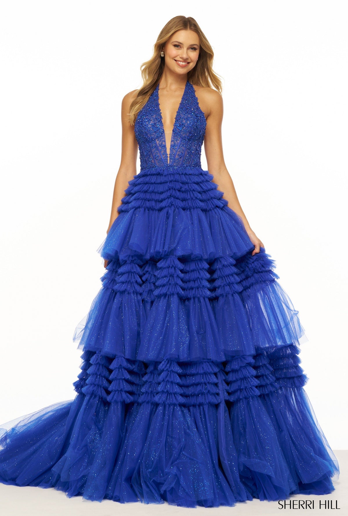 Sherri Hill 56206 lace halter ball gown