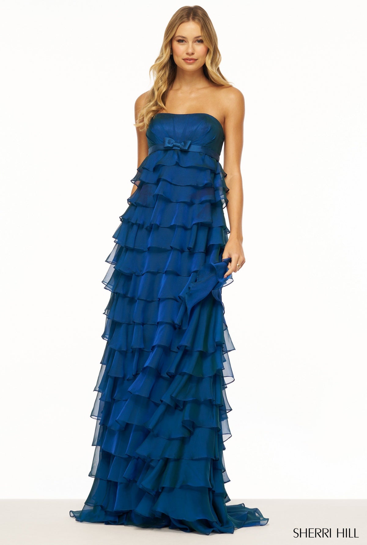 Sherri Hill 56226 strapless gown in navy