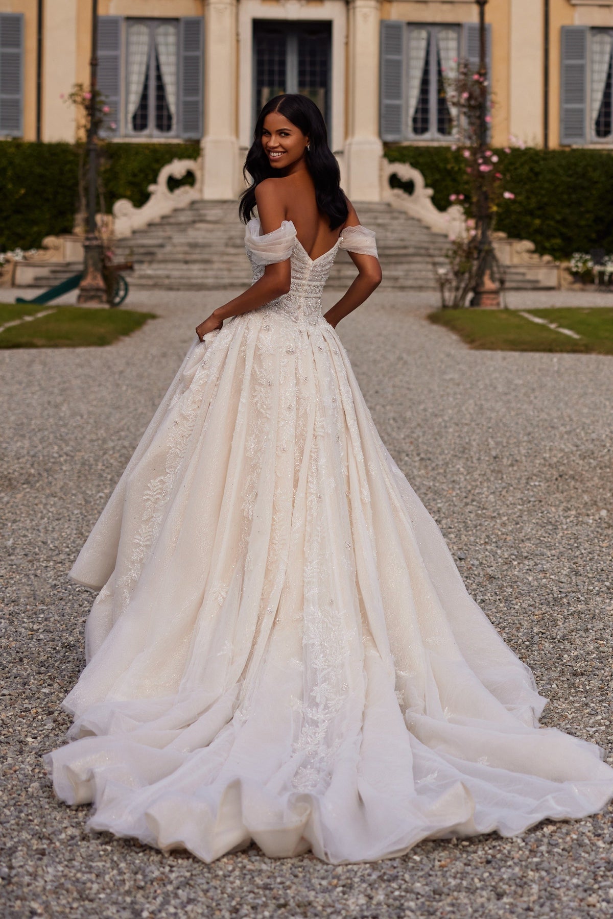 Sherri Hill 81089 off-the-shoulder ball gown wedding dress