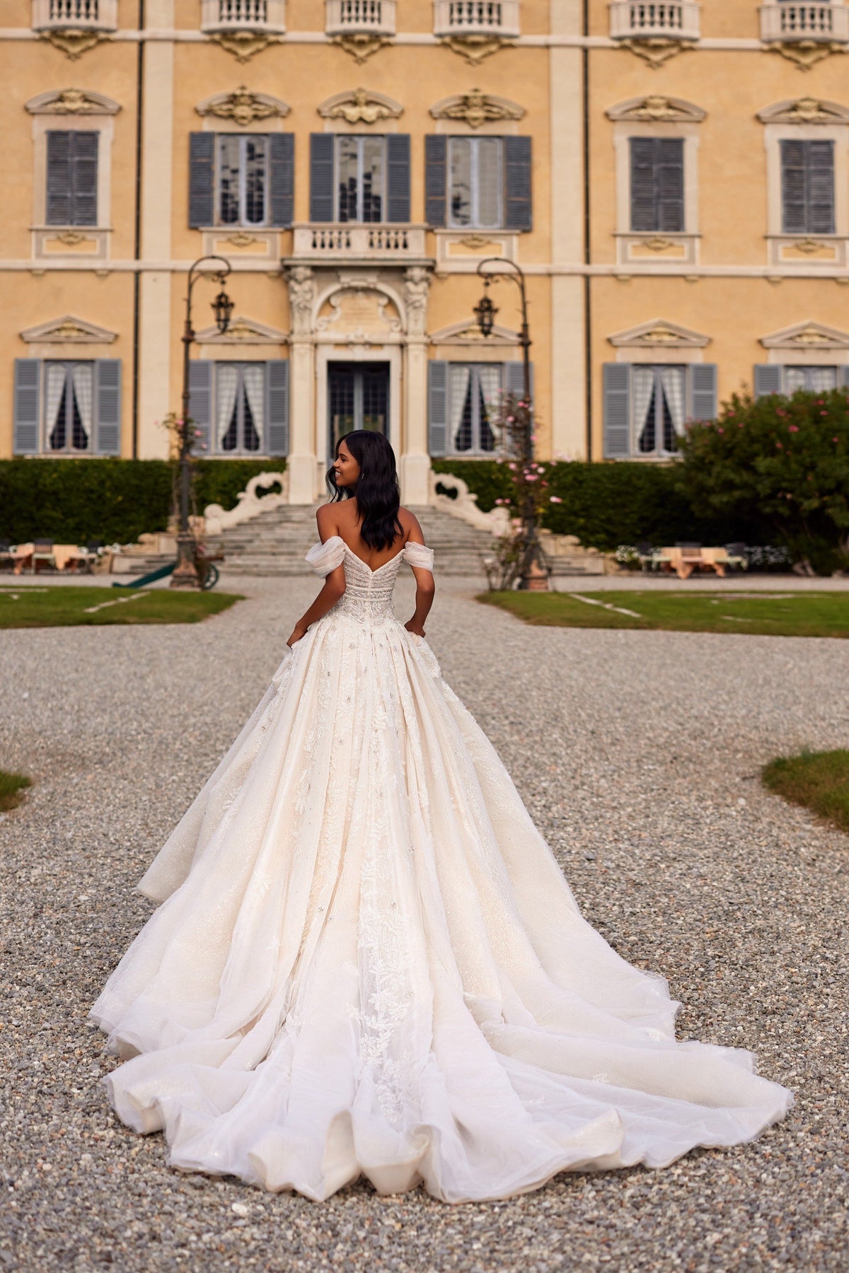 Sherri Hill 81089 off-the-shoulder ball gown wedding dress