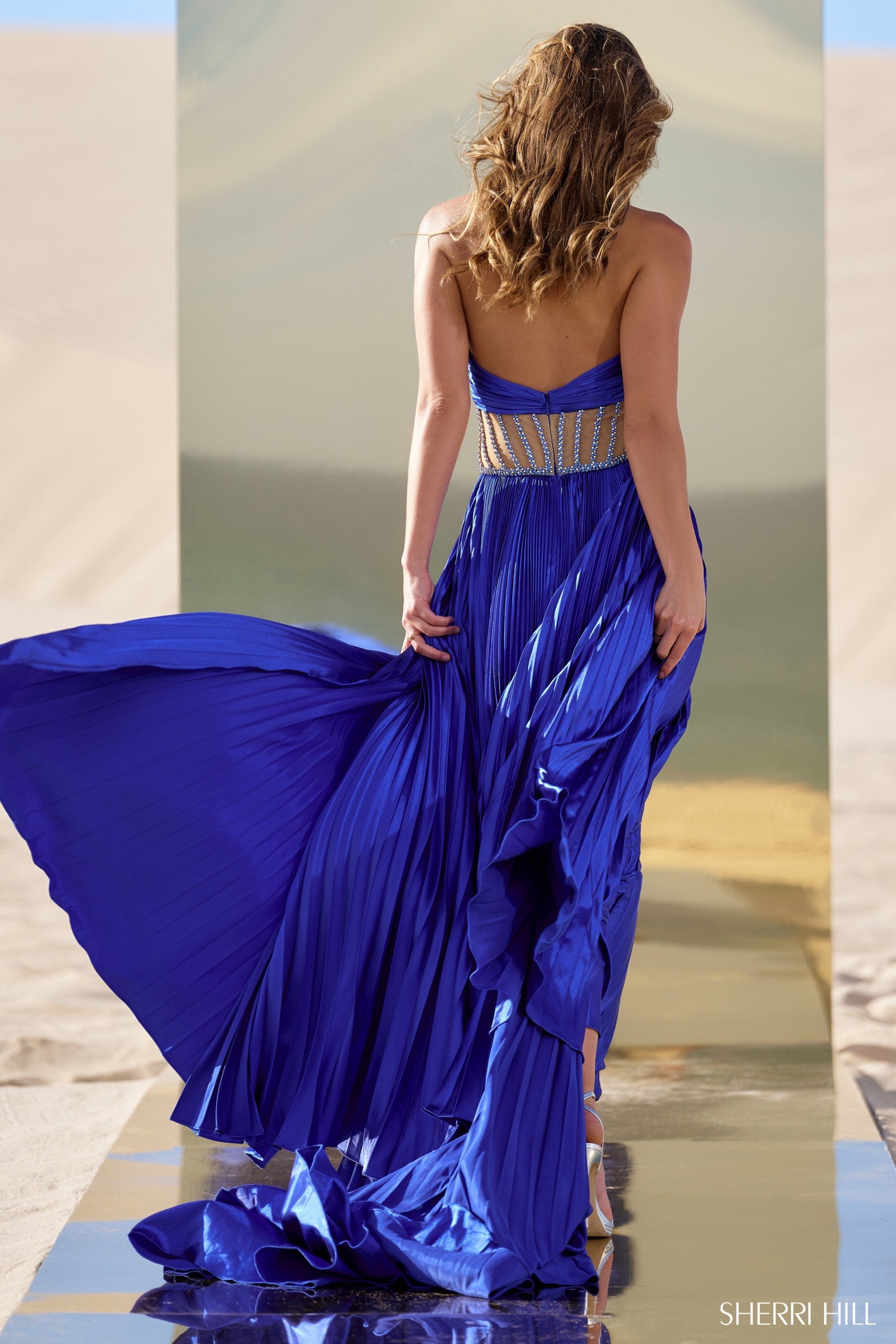 Sherri Hill 56473 | Charmeuse Pleated Gown