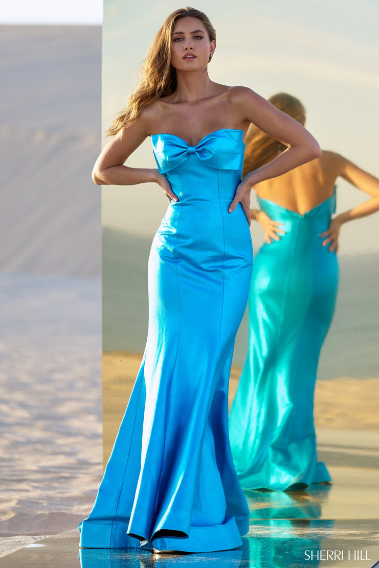 Sherri Hill 56817 | Fitted Metallic Leather Gown
