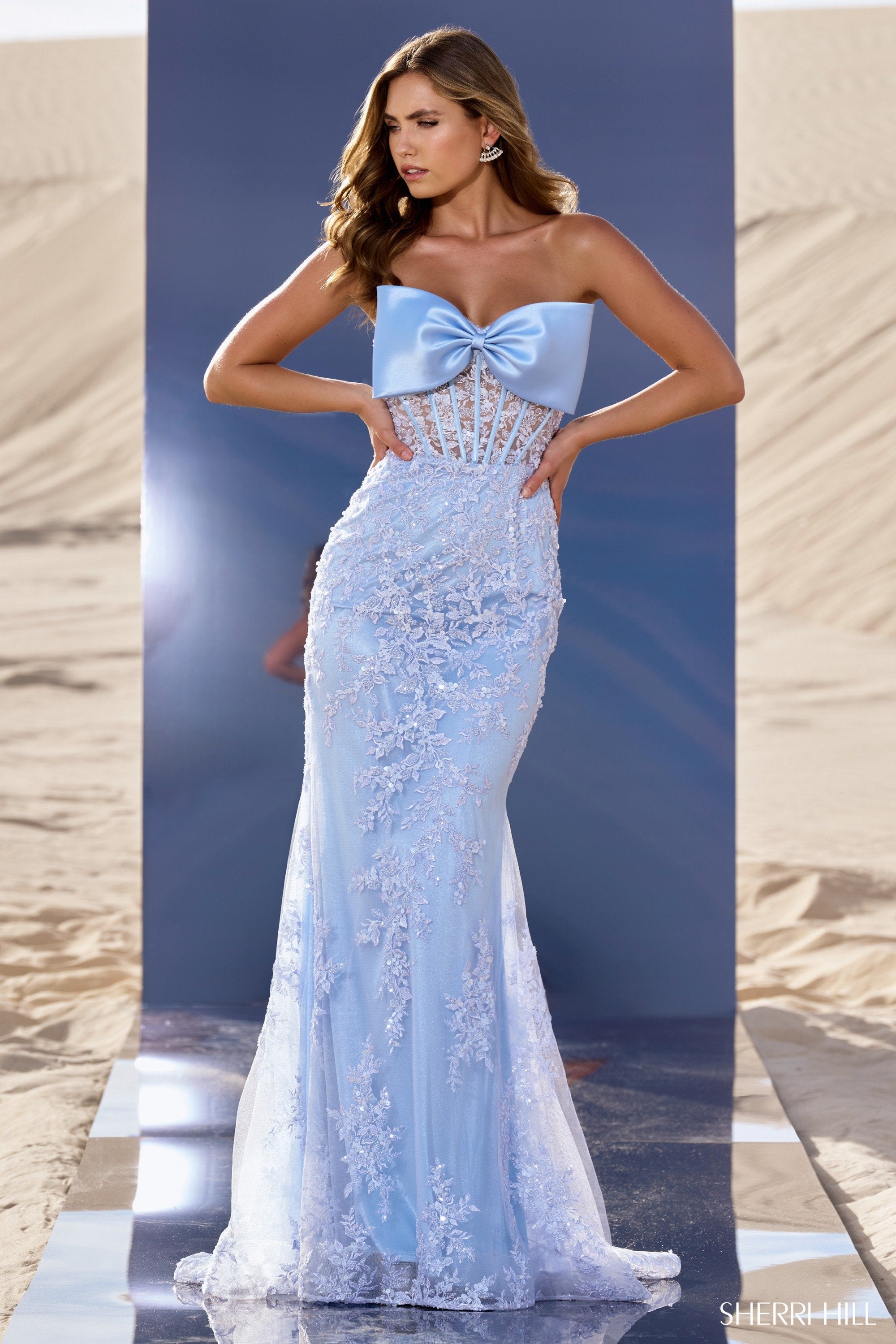 Sherri Hill 56920 | Strapless Metallic Gown