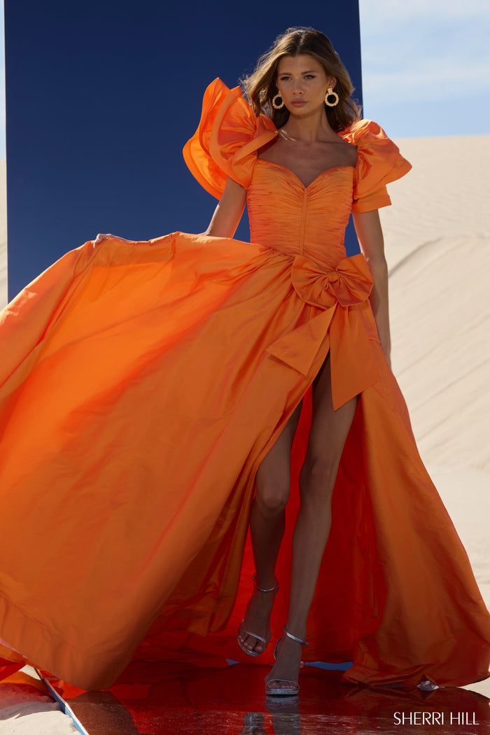 strapless open back dress Plus Size Orange Unique Sequin Mermaid Custom Made Prom Dress main image 1