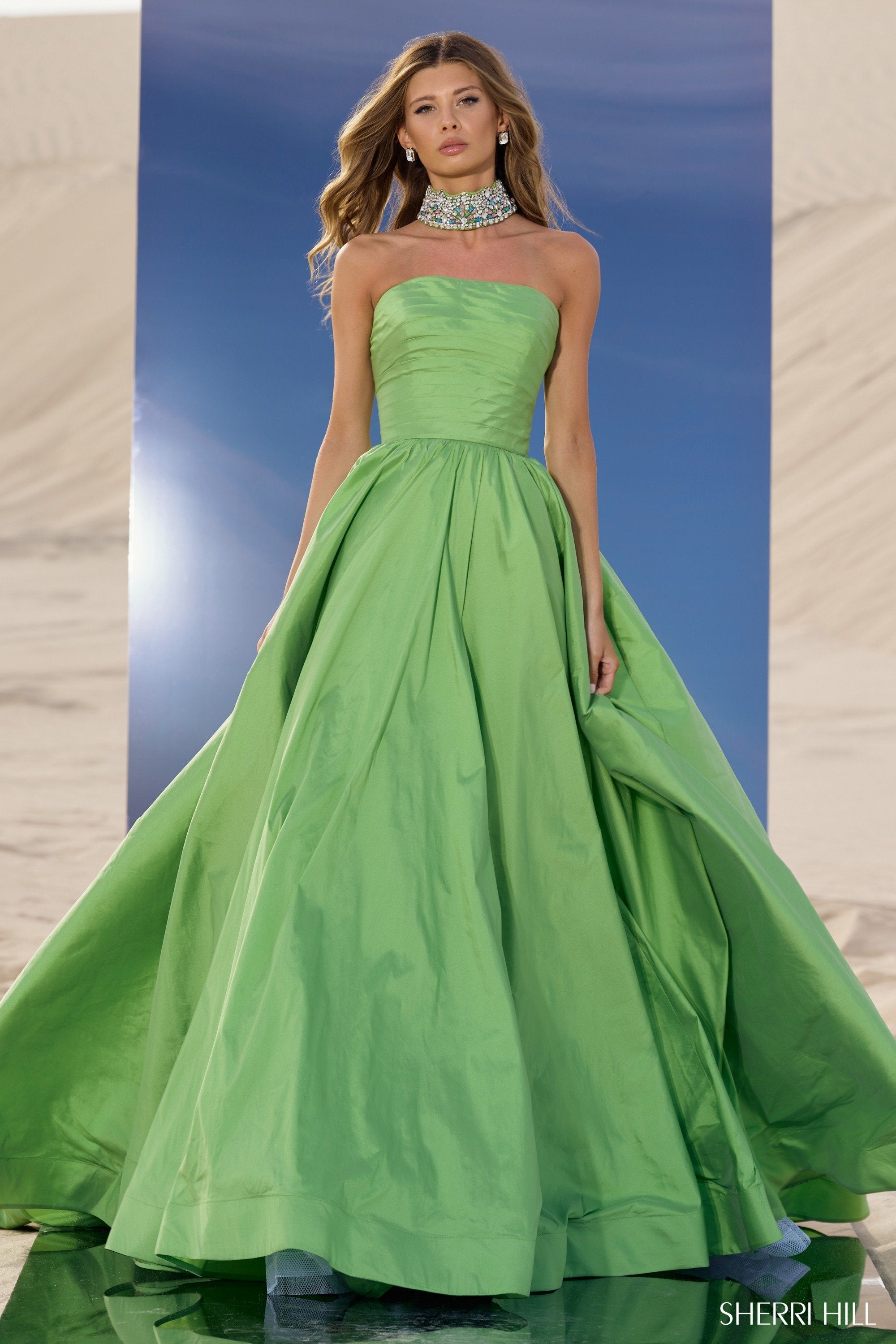 sherri hill lime green dress Sherri Hill 54908 Peacock / 6