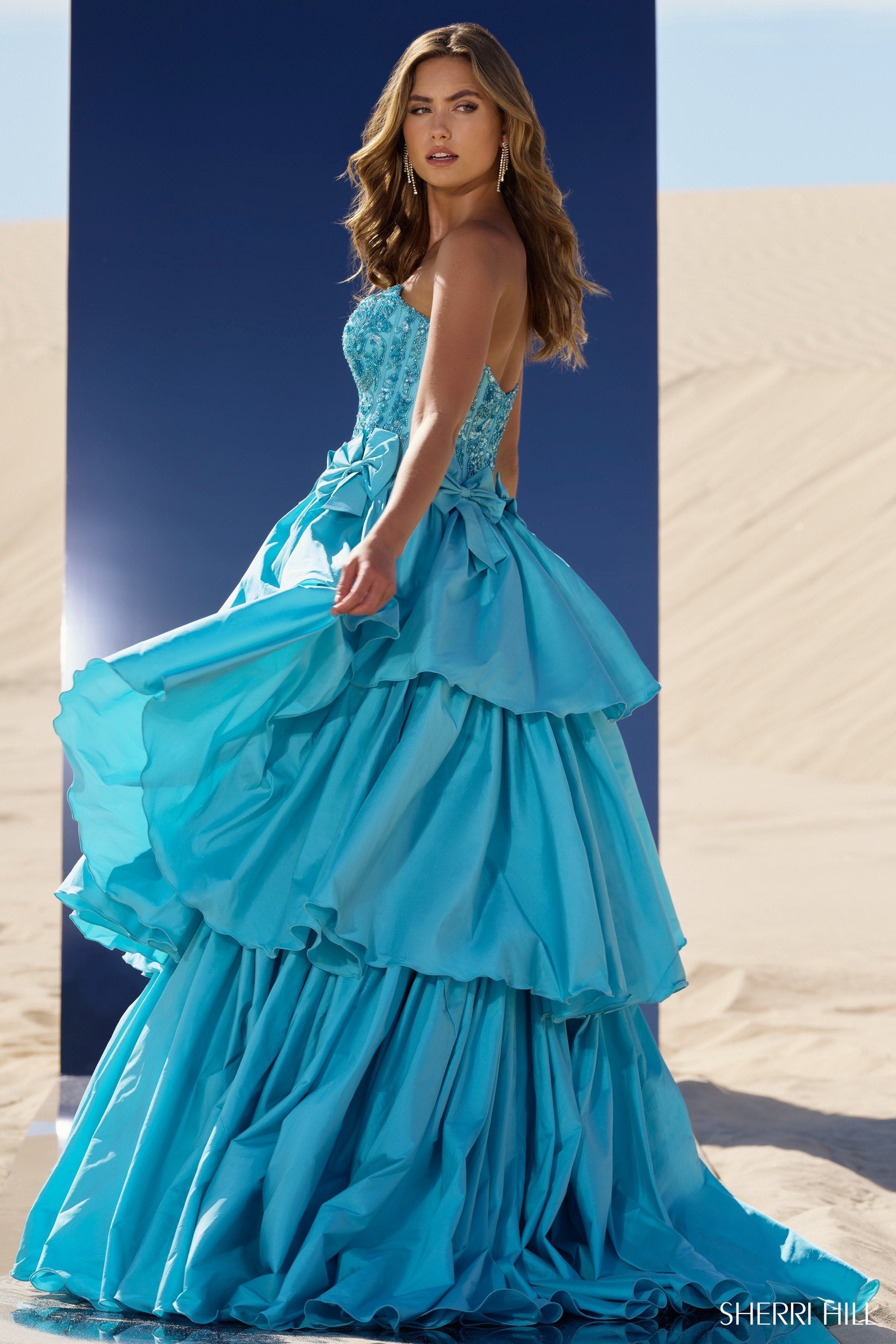 Sherri Hill 56838 | Taffeta Tiered Ruffle Ball Gown
