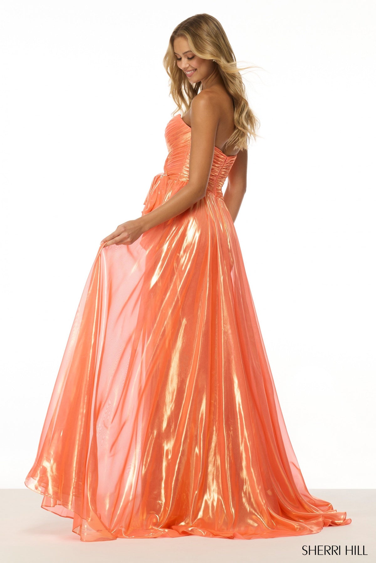 Sherri Hill 57080 strapless metallic gown