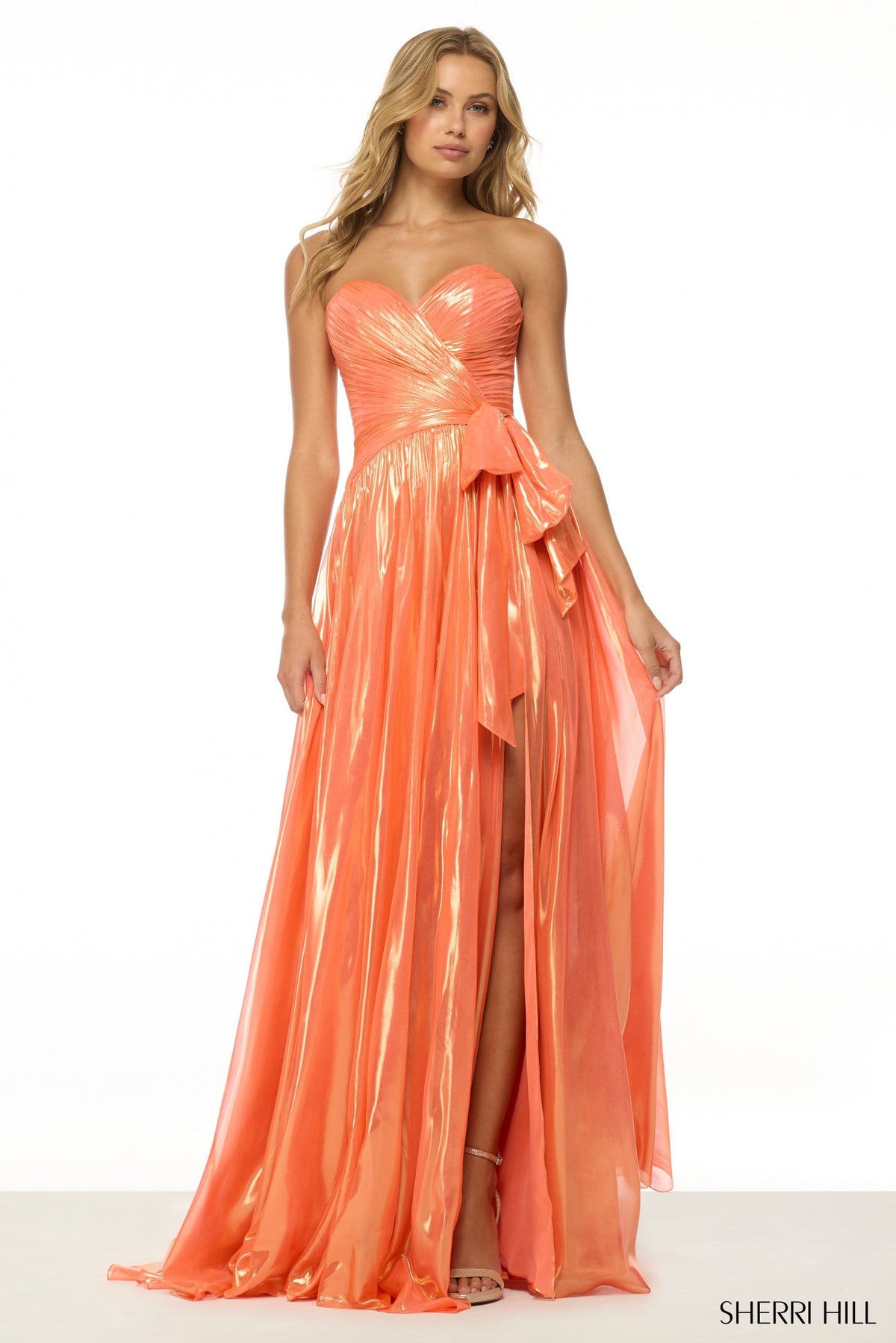 Sherri Hill 57080 strapless metallic gown