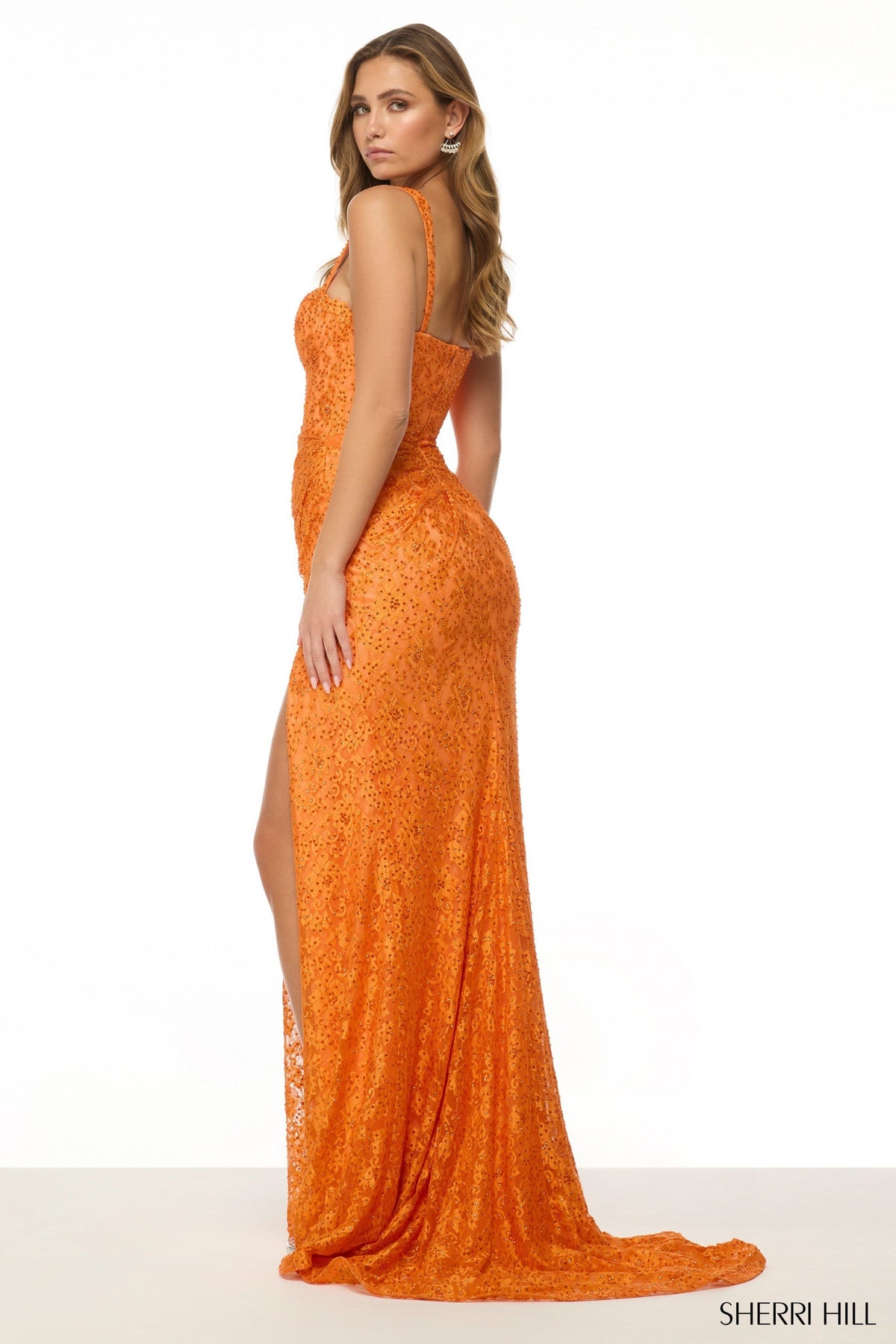 Sherri Hill 57089 fitted stretch lace gown