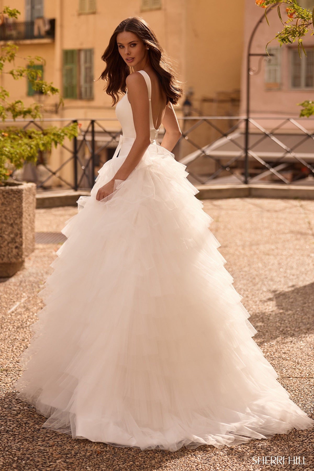 Sherri Hill 57117 satin bodice ball gown