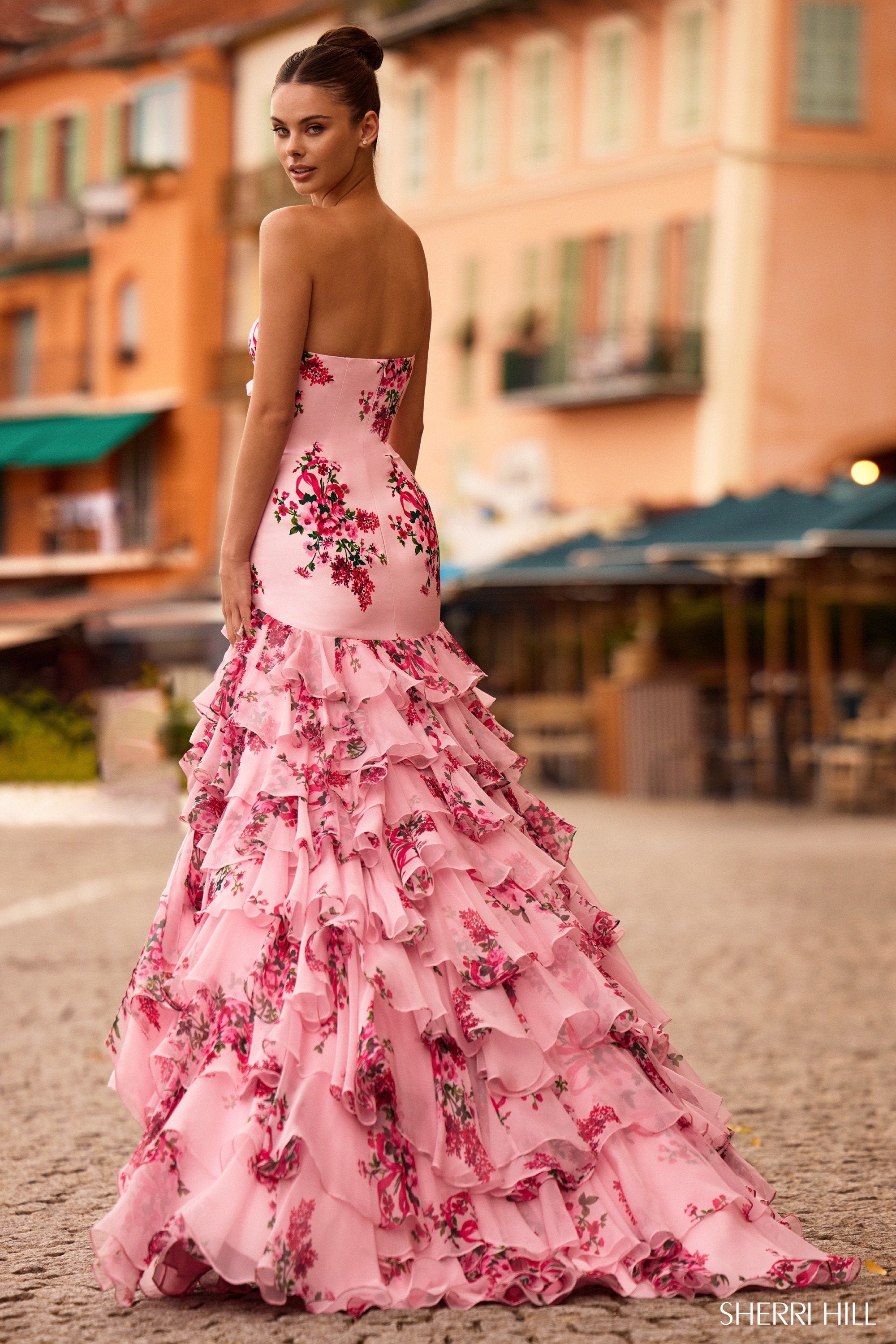 Sherri Hill Dress 57820 - Strapless Floral A-Line Gown main image 0