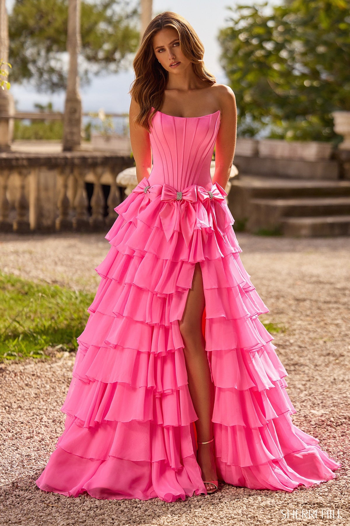 Sherri Hill 57225 strapless satin ball gown