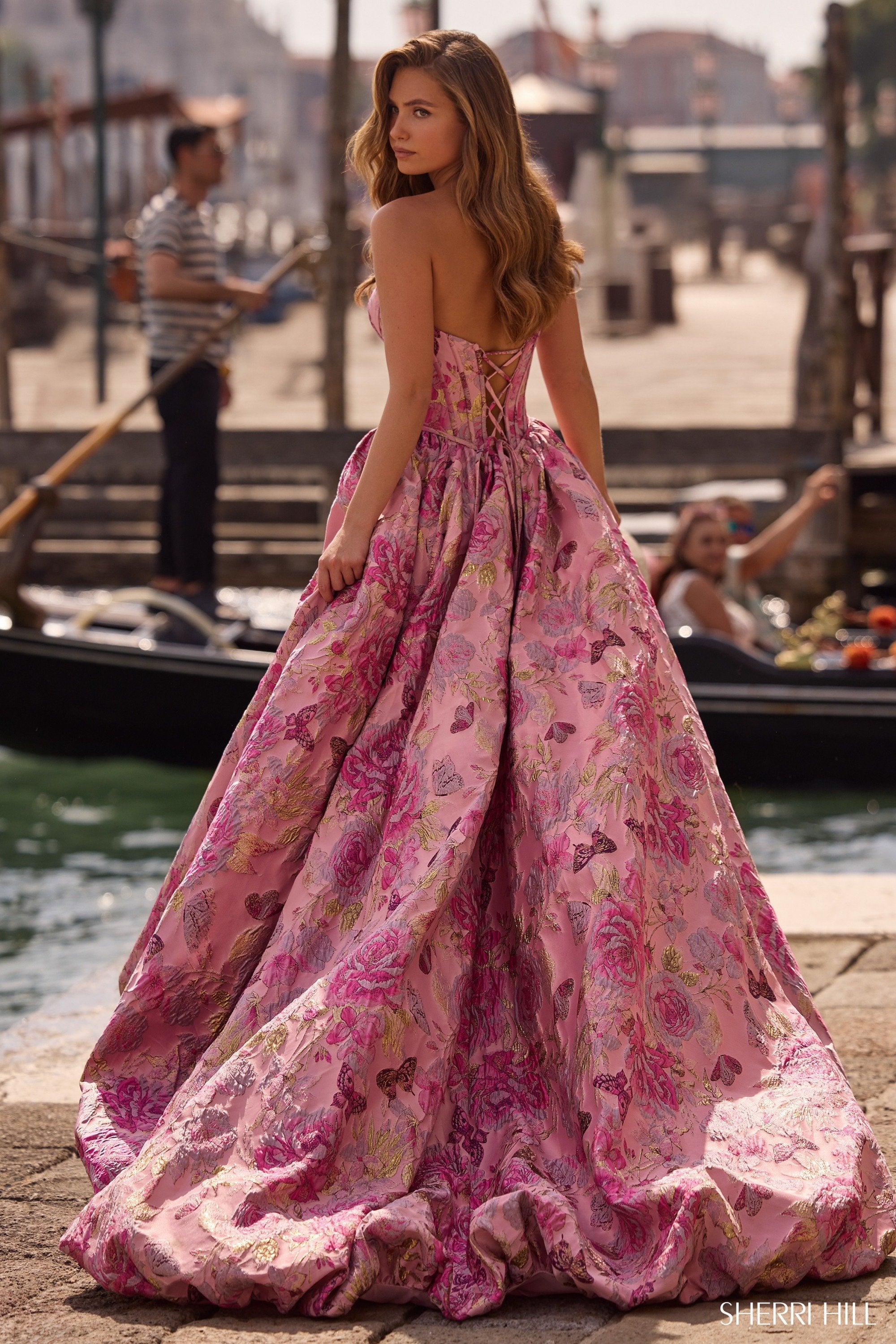 Sherri Hill 57515 | Strapless Brocade Ballgown
